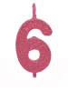VELA PEROLADA NUMERO 6 ROSA CLARO BELLO FESTAS 10X1