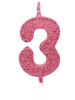VELA PEROLADA NUMERO 3 ROSA CLARO BELLO FESTAS 10X1