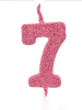 VELA PEROLADA NUMERO 7 ROSA CLARO BELLO FESTAS 10X1