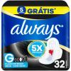 ABSORVENTE ALWAYS NOITE G SECA COM ABAS 32 UNIDADES