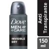 DESODORANTE DOVE AEROSOL MEN ANTITRANSPIRANTE INVISIBLE DRY 89G
