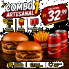 COMBO 1 ARTESANAL 2 X BURGUER + BATATA + 2 REFRI 200 ML