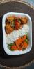 MARMITA FITNESS FRANGO XADREZ,ARROZ BRANCO, VAGEM COM CENOURA 