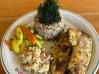 Filé de tilápia , com arroz 7 grãos e legumes.
