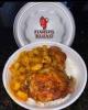 NHOQUE AO MOLHO BOLONHESA COM ARROZ BRANCO E FRANGO ASSADO