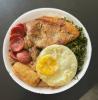 VIRADO Á PAULISTA. (ARROZ, TUTU DE FEIJÃO, COUVE, BANANA Á MILANESA, OVO FRITO, CALABRESA E BISTECA.)