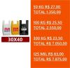 SACOLA 30X40 = 50 KILOS R$ 27,00