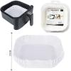 FORMA DE PAPEL QUADRADA DESCARTAVEL BRANCA PARA AIR FRYER / FRITADEIRA ELETRICA 50 PECAS 20/16CM