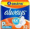 ABSORVENTE ALWAYS FLUXO MÉDIO SECA COM ABAS 32 UNIDADES
