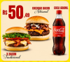 Combo: 1 Cheddar Bacon Artesanal + 1 X Bacon Tradicional + 1 Coca Cola 600ml