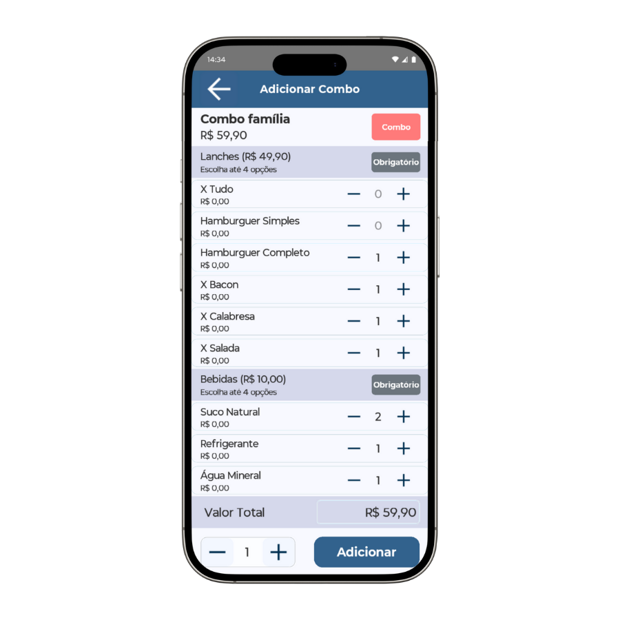 novo comanda mobile - combos | Datacaixa