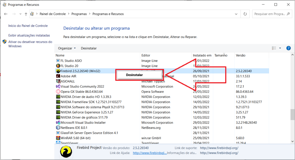 desinstalar-firebird | Datacaixa