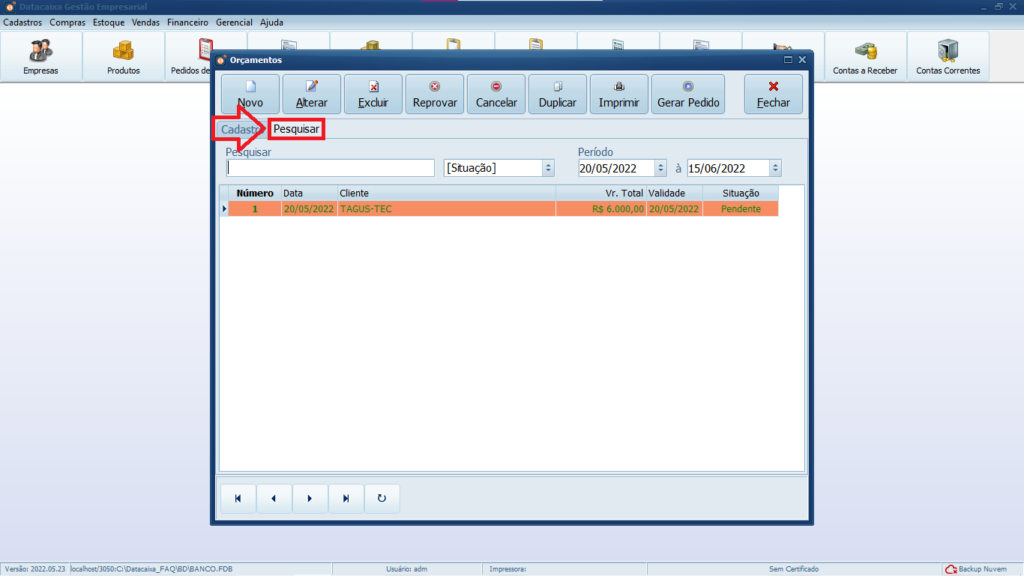 PESQUISAR-O-ORCAMENTO | Datacaixa