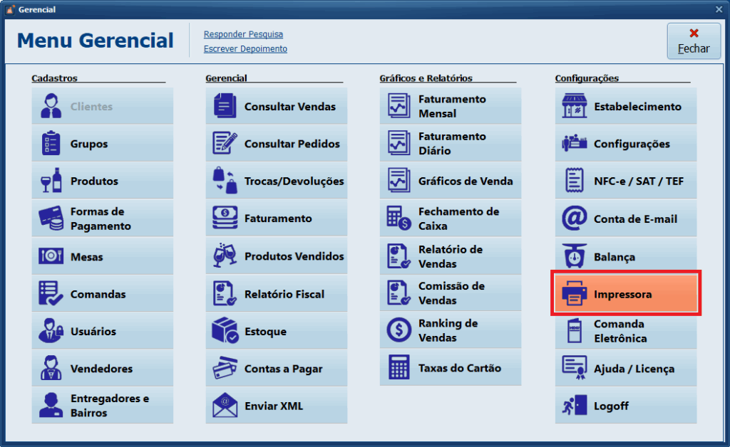 impressora-menu-gerencial | Datacaixa