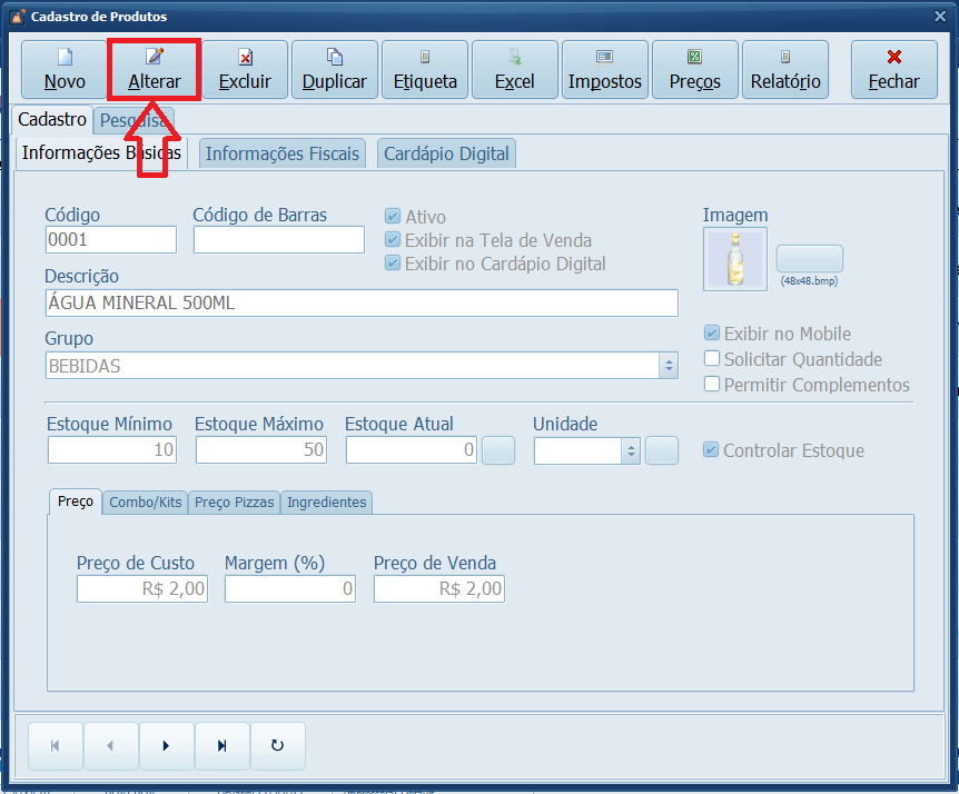 ALTERAR PRODUTOS | Datacaixa ALTERAR PRODUTOS