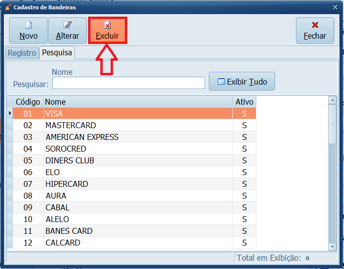 EXCLUIR BANDEIRAS | Datacaixa EXCLUIR BANDEIRAS