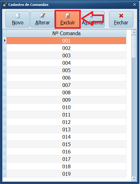 EXCLUIR COMANDAS | Datacaixa EXCLUIR COMANDAS