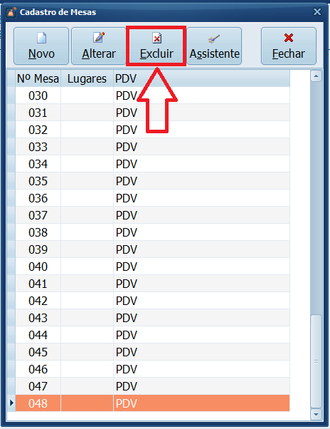 EXCLUIR MESAS | Datacaixa EXCLUIR MESAS