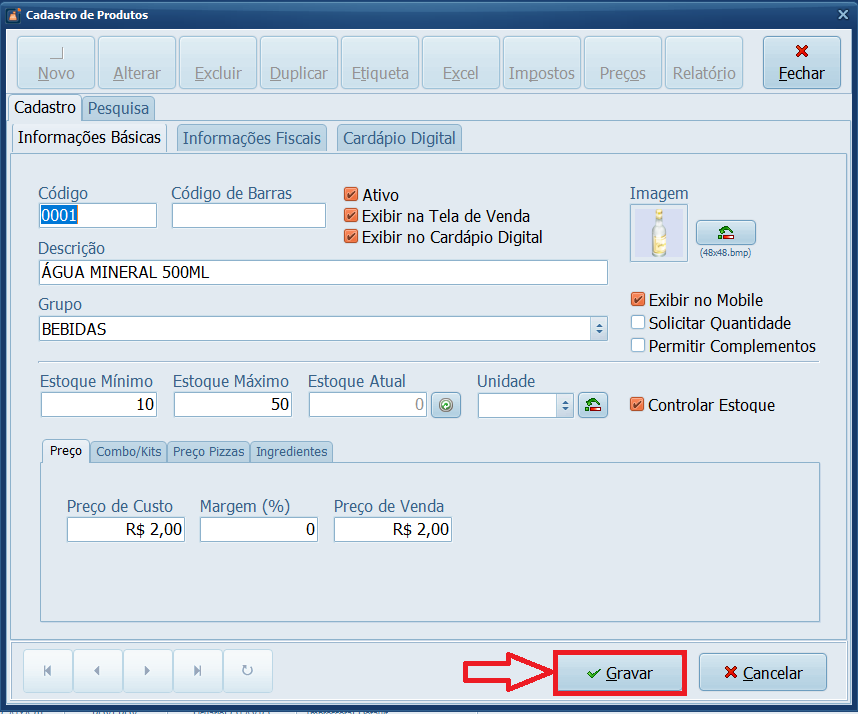 GRAVAR ALTERAR PRODUTOS | Datacaixa GRAVAR ALTERAR PRODUTOS