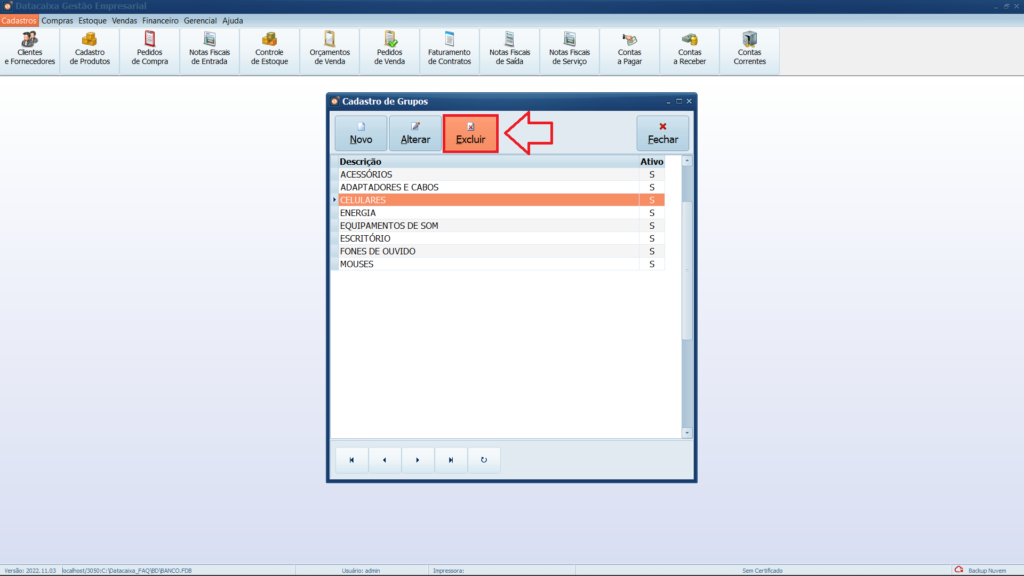 EXCLUIR-GRUPO | Datacaixa