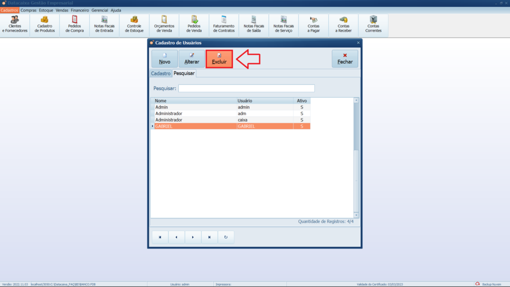Excluir-Usuario | Datacaixa