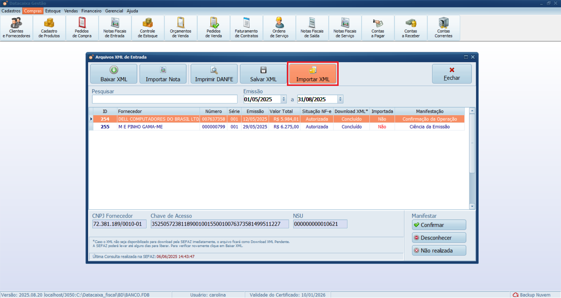 Importar-xml | Datacaixa