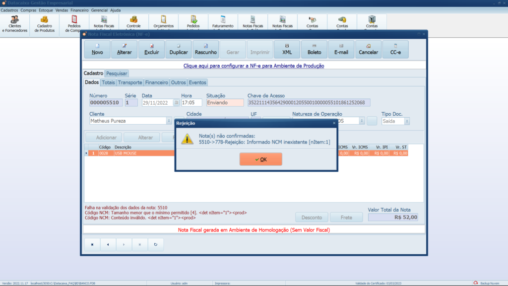 Rejeicao-778 | Datacaixa