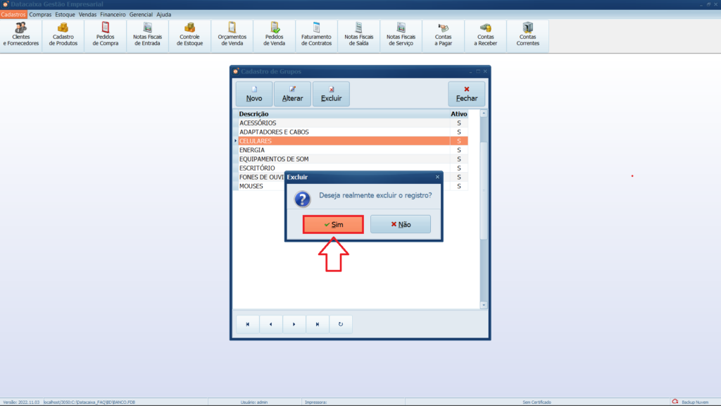 SIM-EXCLUIR-GRUPO | Datacaixa
