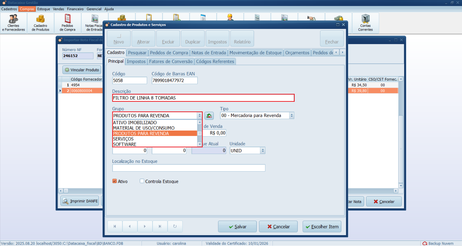descrição-grupo-cadastro-de-produto | Datacaixa
