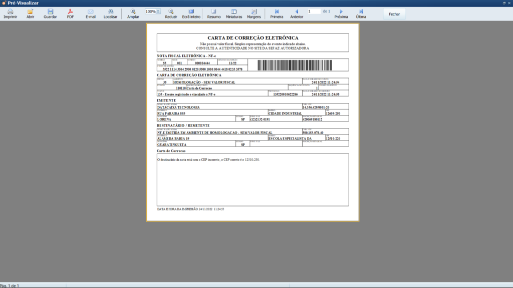 Carta de correção | Datacaixa Carta de correção