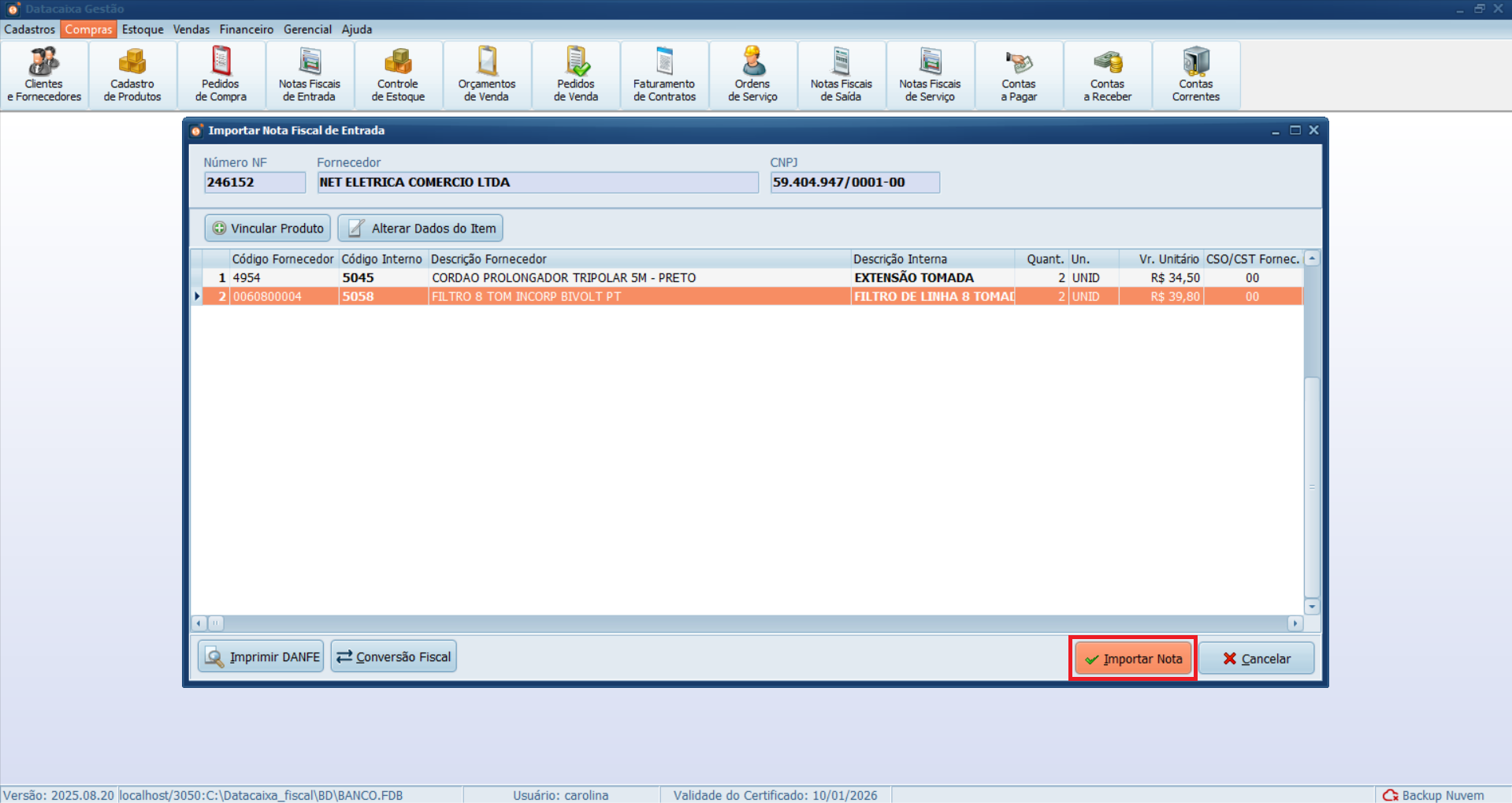 importar-nota-xml | Datacaixa