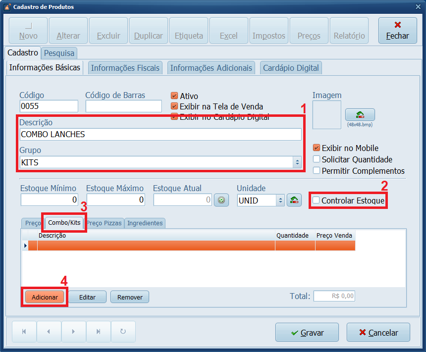 01-Cadastro-Produtos-Combo | Datacaixa