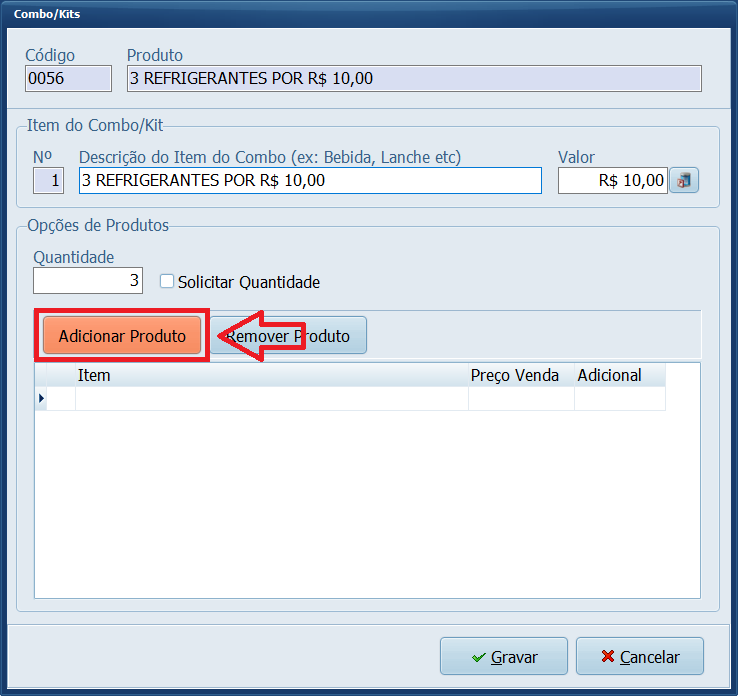 Combo Promocional Adicionar Produto | Datacaixa Combo Promocional Adicionar Produto