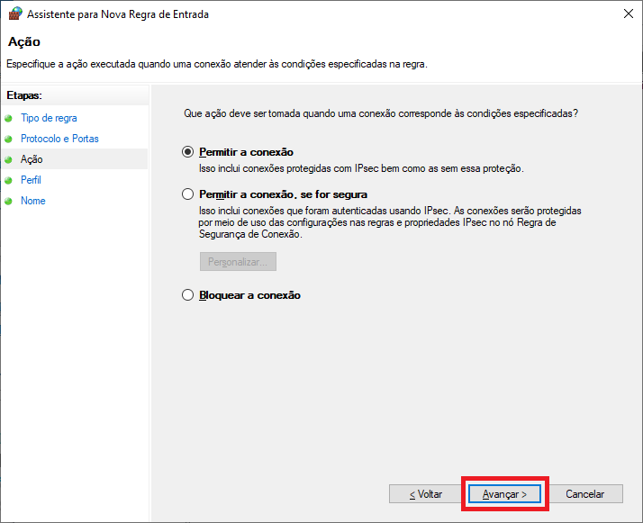 Firewall Nova Regra Permitir Conexão | Datacaixa Firewall Nova Regra Permitir Conexão