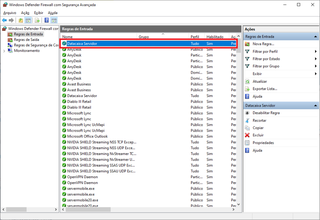 Firewall Nova Regra Criada | Datacaixa Firewall Nova Regra Criada