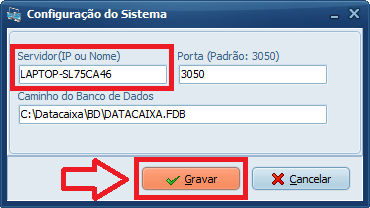 Configura Nome Servidor | Datacaixa Configura Nome Servidor