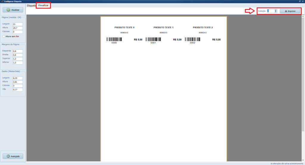 Etiqueta Folha A4 Visualizar