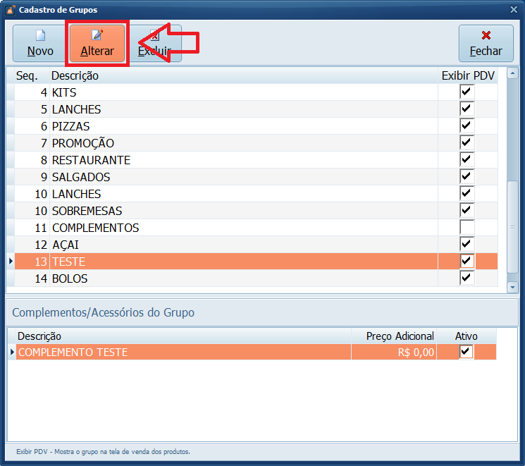Alterar um Grupo | Datacaixa Alterar um Grupo