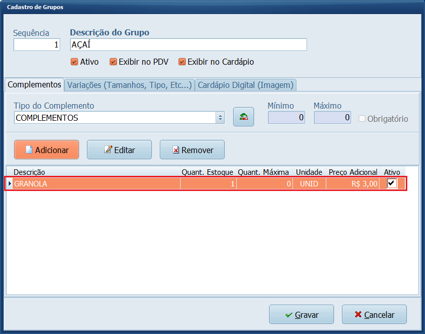 Granola_Complementos_Adicionado | Datacaixa