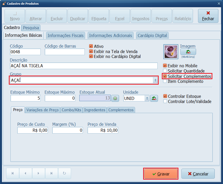 Grupo_Solicitar Complemento_Gravar | Datacaixa