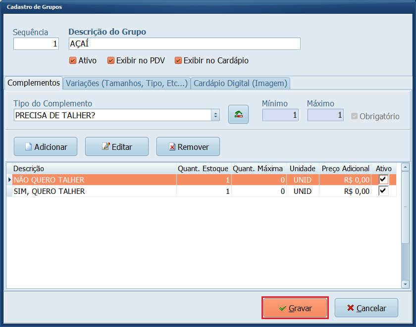 Não quero talher_Gravar | Datacaixa
