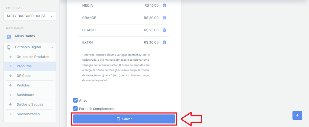 07-Cardapio-Variacoes-Produto-Salvar | Datacaixa