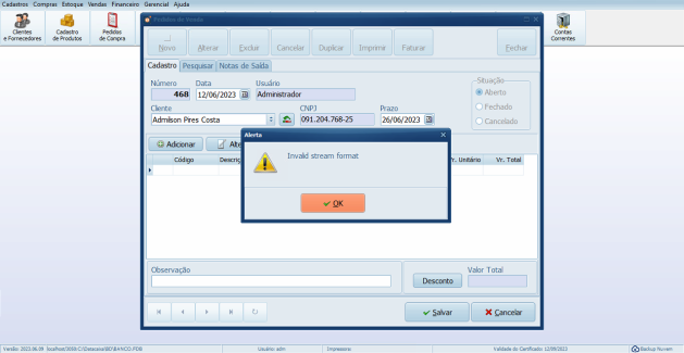 Invalid stream format | Datacaixa Invalid stream format