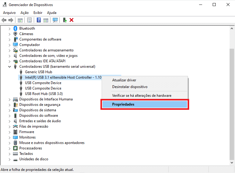 Propriedades Controlador