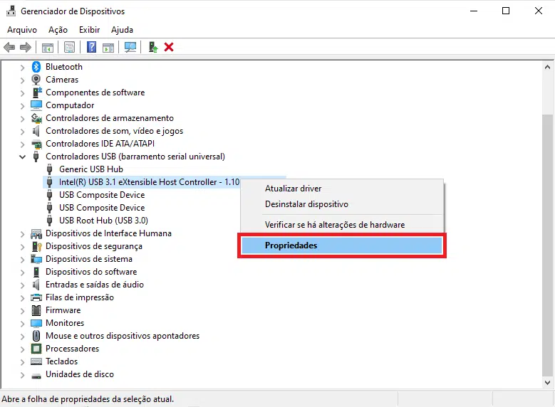 Propriedades Controlador