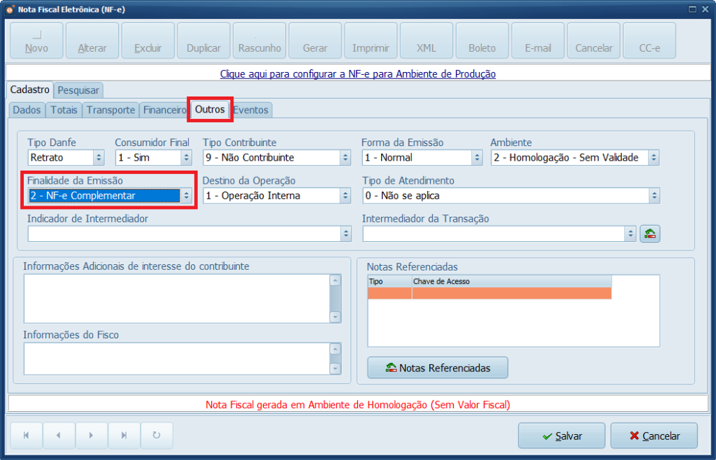 Outros Nota Complementar