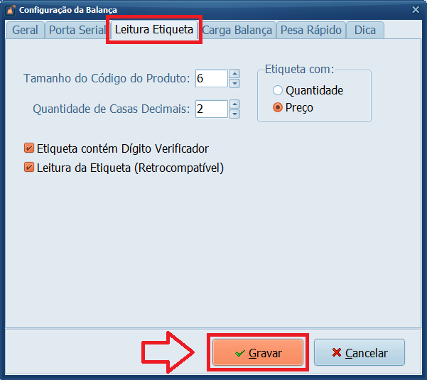 Balança Leitura Etiqueta | Datacaixa Balança Leitura Etiqueta