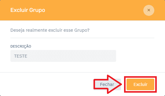 Excluir Grupo Cardápio | Datacaixa Excluir Grupo Cardápio