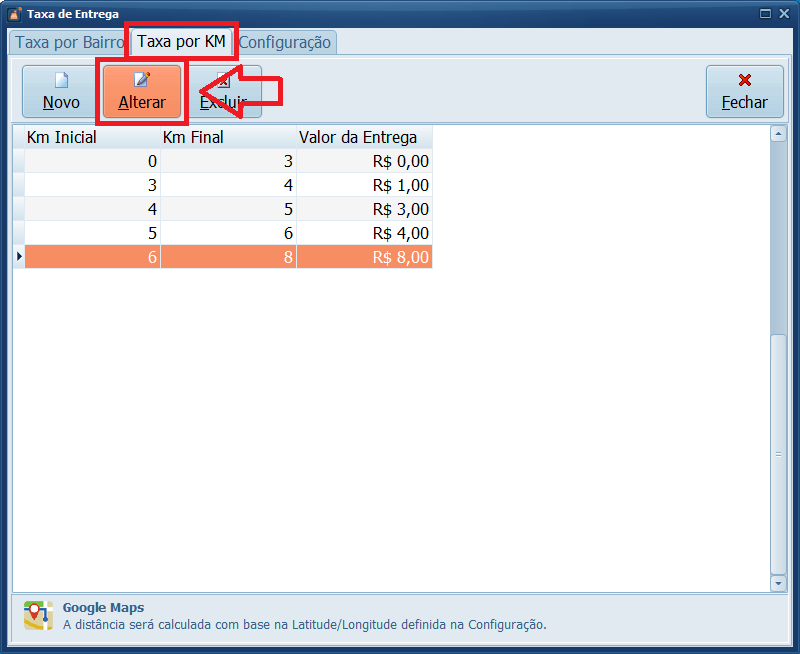 Taxa por KM Alterar | Datacaixa Taxa por KM Alterar