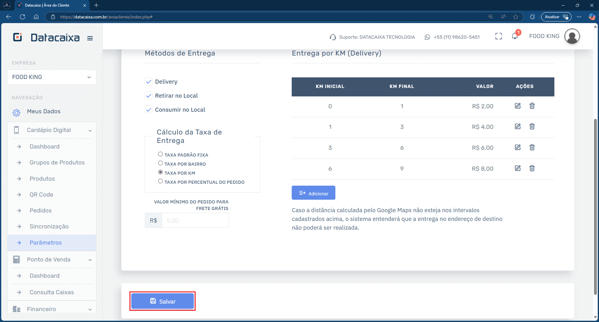 Salvar_Taxa de Entrega_KM | Datacaixa